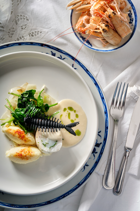 Cabillaud sauce citron, légumes & purée
